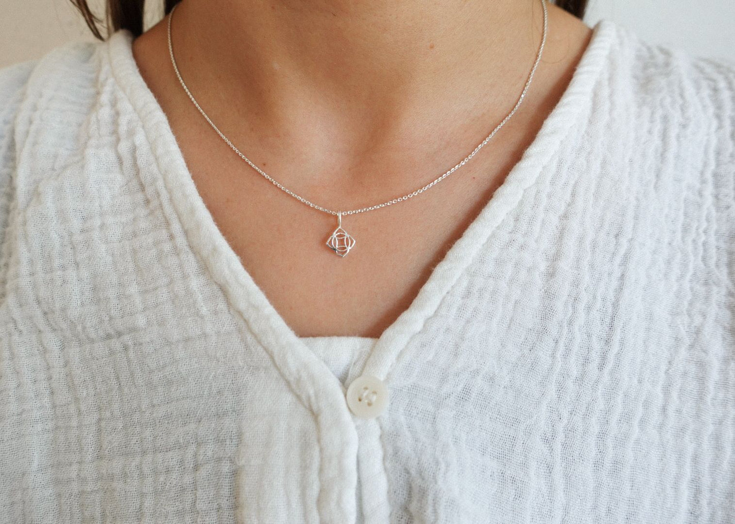 Hals Chakra Kette Silber