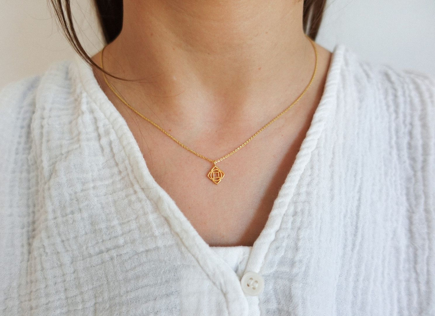 Hals Chakra Kette Silber vergoldet