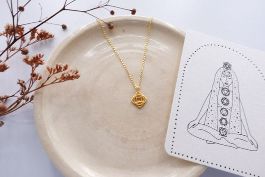 Hals Chakra Kette Silber vergoldet