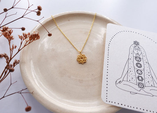 Herz Chakra Kette Silber vergoldet