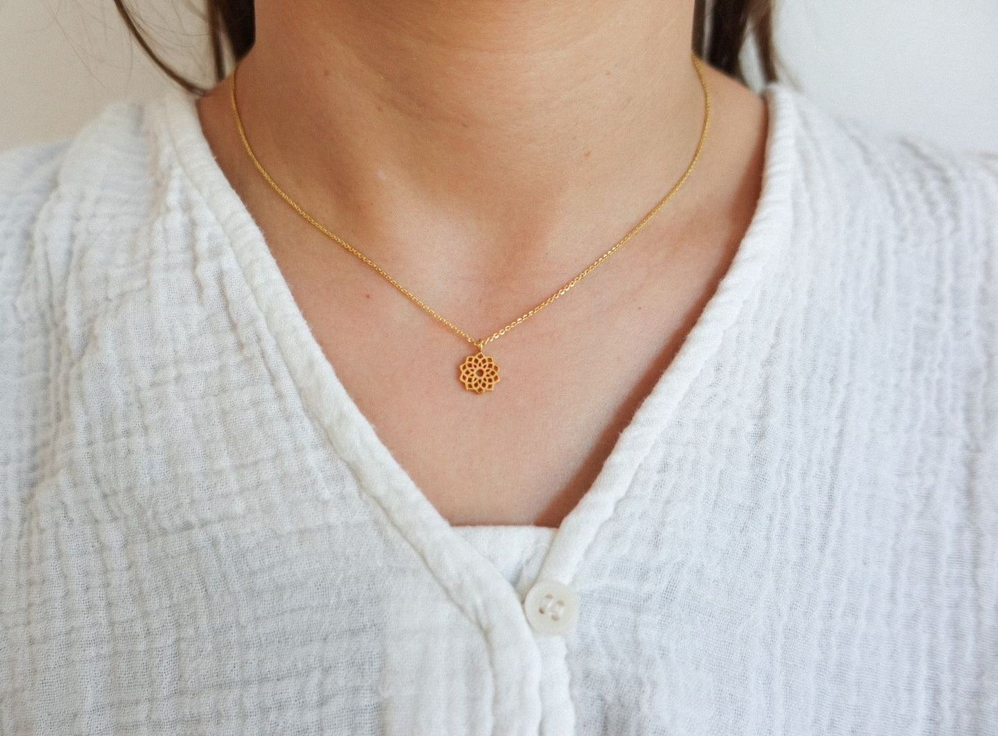 Kronen Chakra Kette Silber vergoldet