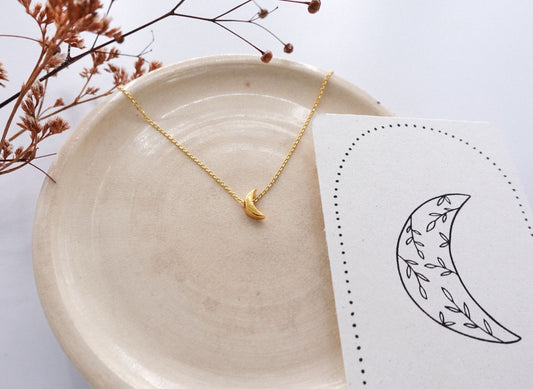 Mond Kette Silber vergoldet