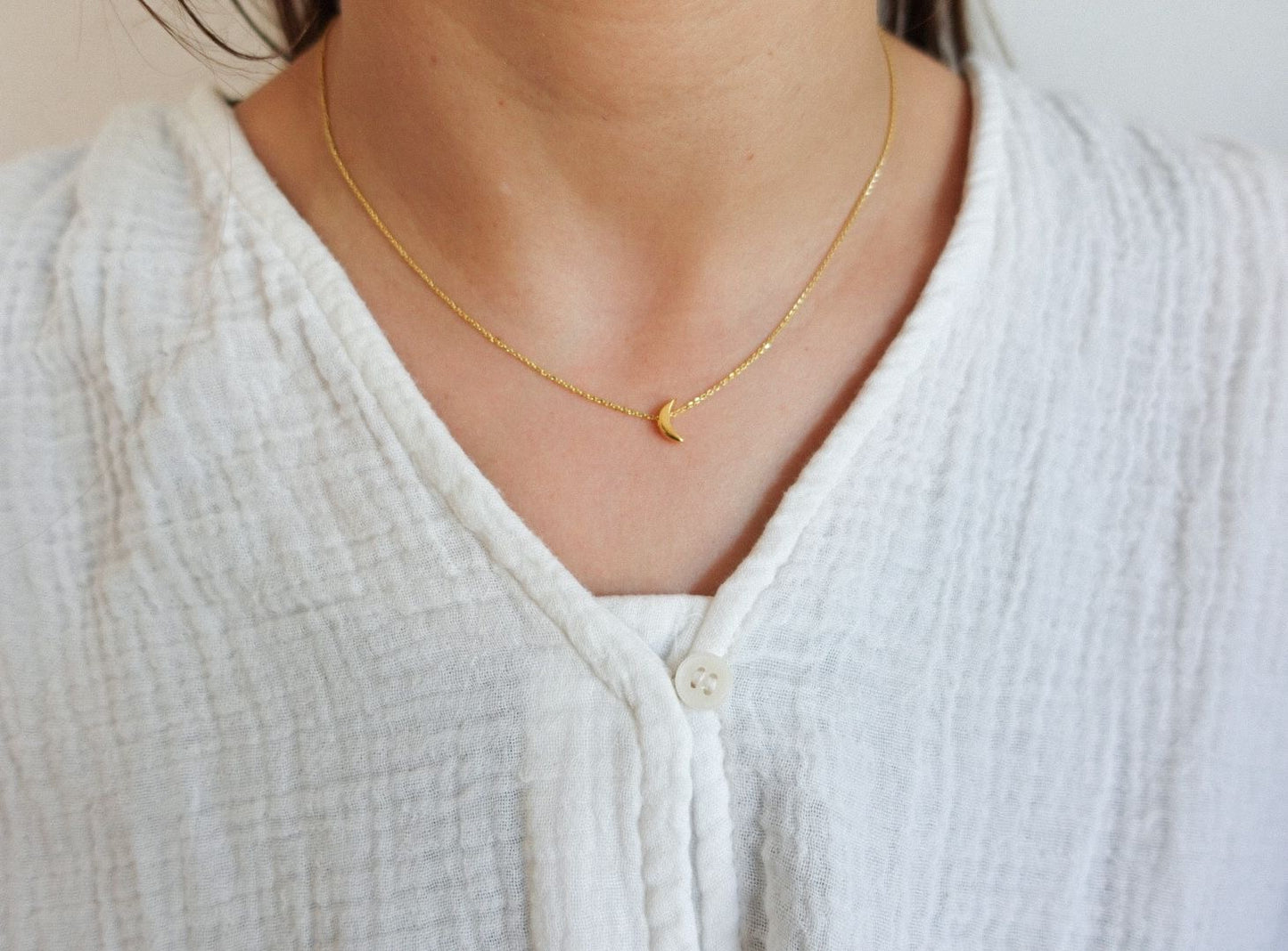 Mond Kette Silber vergoldet