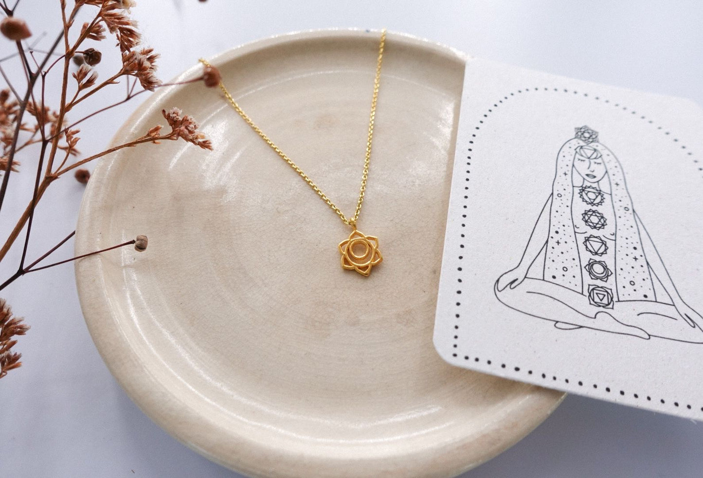 Sakral Chakra Kette Silber vergoldet