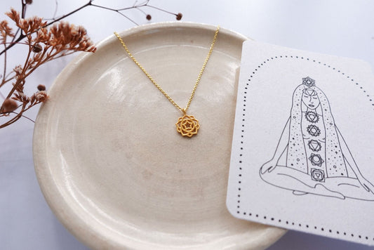 Solarplexus Chakra Kette Silber vergoldet