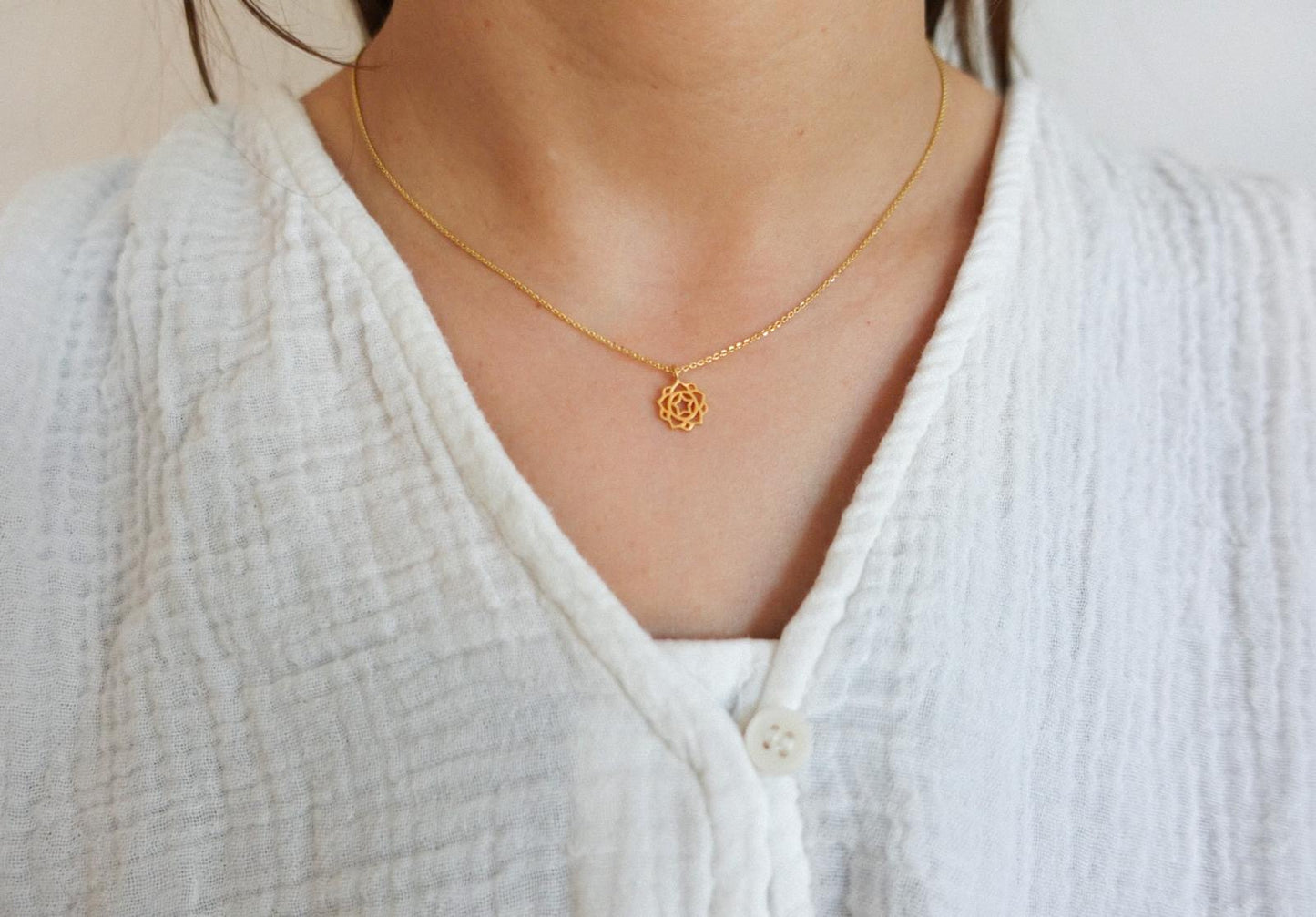 Solarplexus Chakra Kette Silber vergoldet